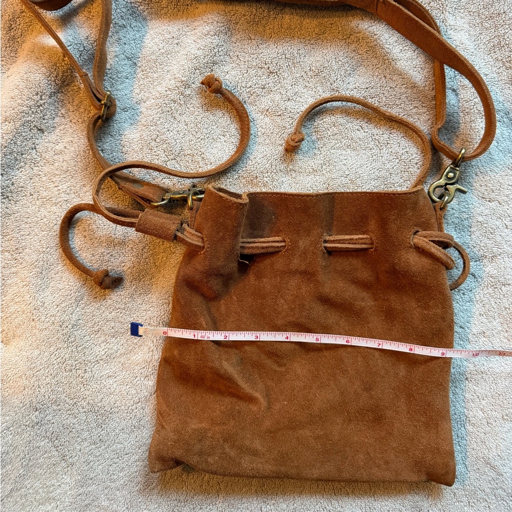 Free People Brown Suede Crossbody Drawstring Bag